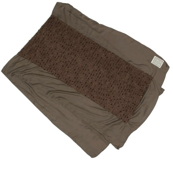 BEARDSLEY Brown Tufted Knit Solid Contrast Boho Gypsy Neck Scarf 78" x 26 1/2" - Picture 2 of 3